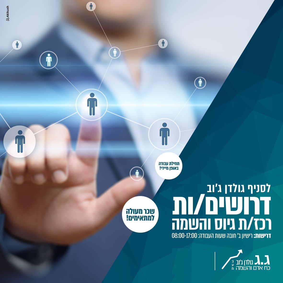 דרושים רכזת משאבי אנוש | גולדן ג'וב: חברת כוח אדם והשמה בפריסה ארצית